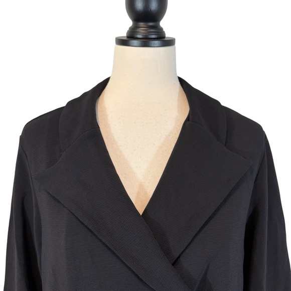 Bryn Walker Black Cropped Jacket Crossover Button Front Long Sleeve Lagenlook, S - Picture 3 of 15